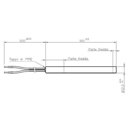 RESISTENZA LINEARE STUFA CALDAIA A PELLET DIAM 12,5 MM 350 W LUNGHEZZA TOTALE 160MM - immagine 2
