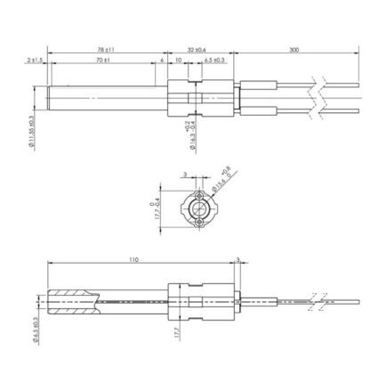 RESISTENZA CERAMICA CON FLANGIA LUNGHEZZA TOT 113 mm  260W - immagine 2