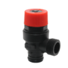 Valvola di sicurezza in plastica ad attacco rapido diametro 20 mm. con O-ring, attacco scarico 1/2" M. - 3 bar.